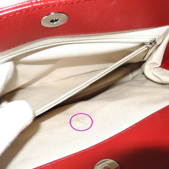 Chanel Caviar Skin Red Leather Bag! MINT! - Picture 9 of 10